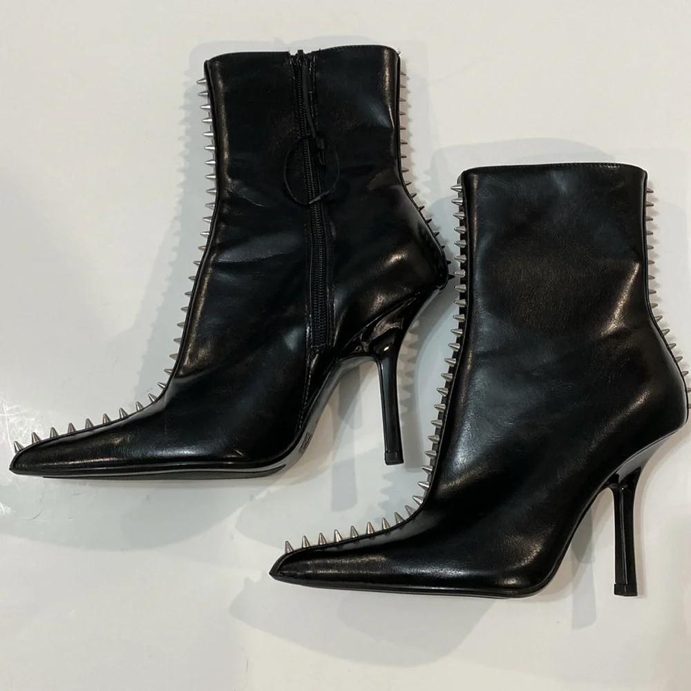 Zara Studded Heeled Ankle Boots studs Spiked Size 36 NEW - Picture 9 of 16